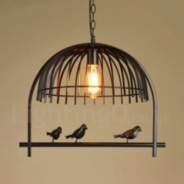 Designer Touch Decorative 1 Light Rustic Lodge Retro Birdcage Pendant Light with Steel Shade