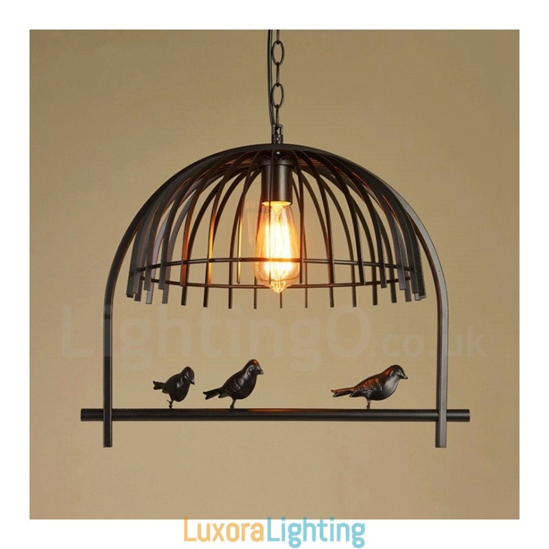 Designer Touch Decorative 1 Light Rustic Lodge Retro Birdcage Pendant Light with Steel Shade