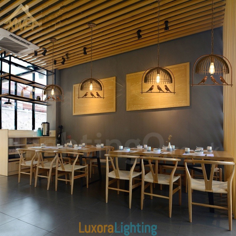 Designer Touch Decorative 1 Light Rustic Lodge Retro Birdcage Pendant Light with Steel Shade