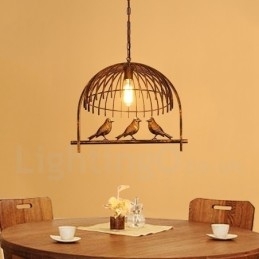Designer Touch Decorative 1 Light Rustic Lodge Retro Birdcage Pendant Light with Steel Shade