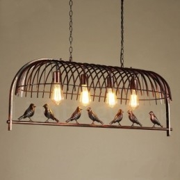 Designer Touch Decorative 4 Light Rustic Lodge Retro Birdcage Pendant Light with Steel Shade