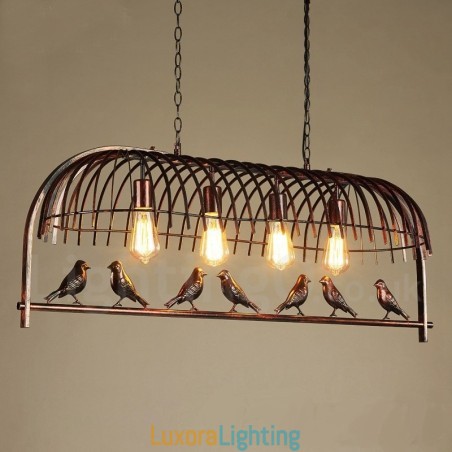 Designer Touch Decorative 4 Light Rustic Lodge Retro Birdcage Pendant Light with Steel Shade
