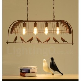 Designer Touch Decorative 4 Light Rustic Lodge Retro Birdcage Pendant Light with Steel Shade