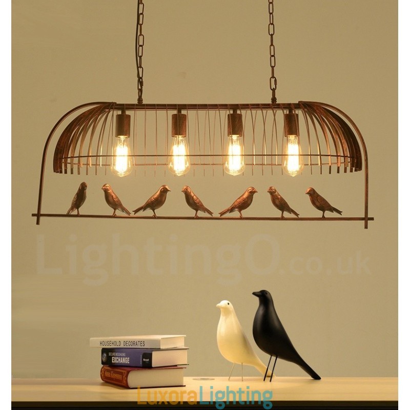 Designer Touch Decorative 4 Light Rustic Lodge Retro Birdcage Pendant Light with Steel Shade