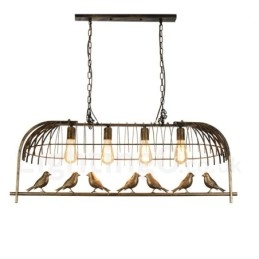 Designer Touch Decorative 4 Light Rustic Lodge Retro Birdcage Pendant Light with Steel Shade