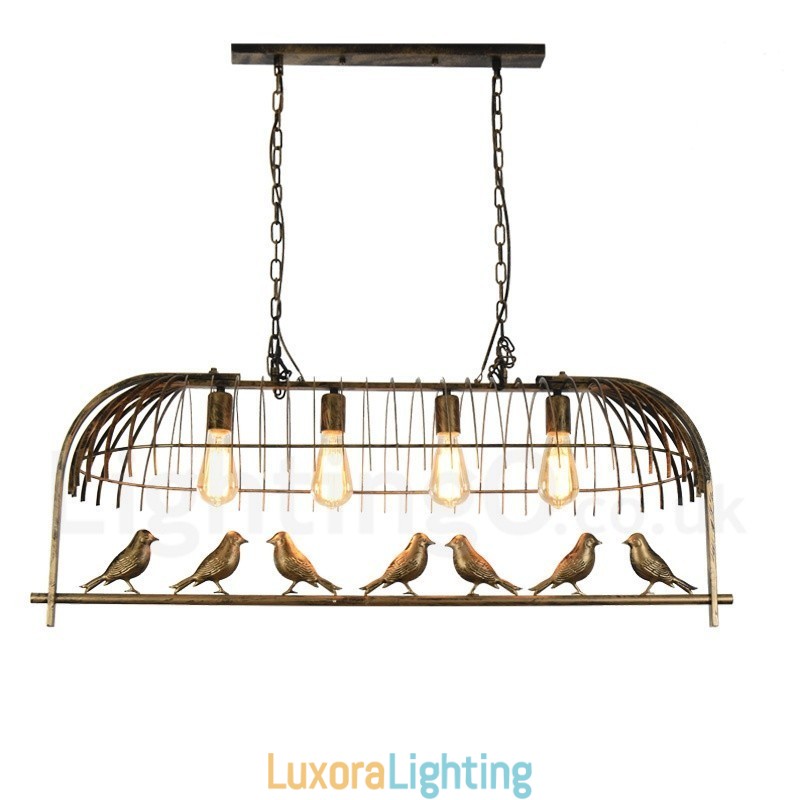 Designer Touch Decorative 4 Light Rustic Lodge Retro Birdcage Pendant Light with Steel Shade