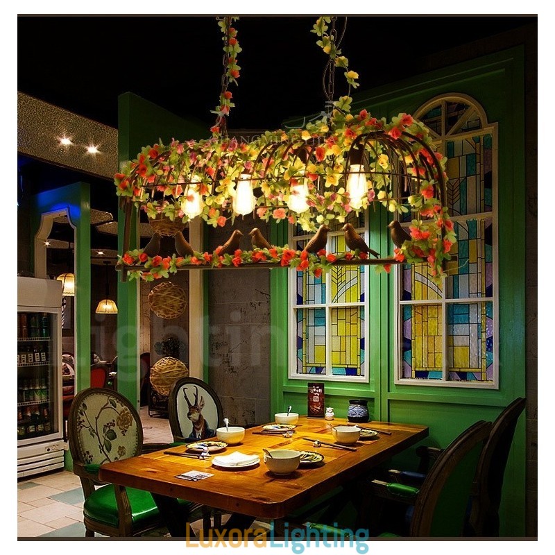 Designer Touch Decorative 4 Light Rustic Lodge Retro Birdcage Pendant Light with Steel Shade