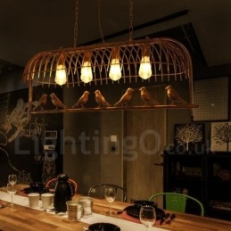 Designer Touch Decorative 4 Light Rustic Lodge Retro Birdcage Pendant Light with Steel Shade