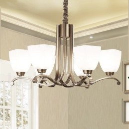Designer Touch Decorative 6 Light Modern Contemporary Chandelier with Glass Shade