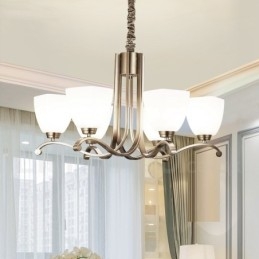 Designer Touch Decorative 6 Light Modern Contemporary Chandelier with Glass Shade