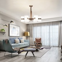 Designer Touch Decorative 6 Light Modern Contemporary Chandelier with Glass Shade