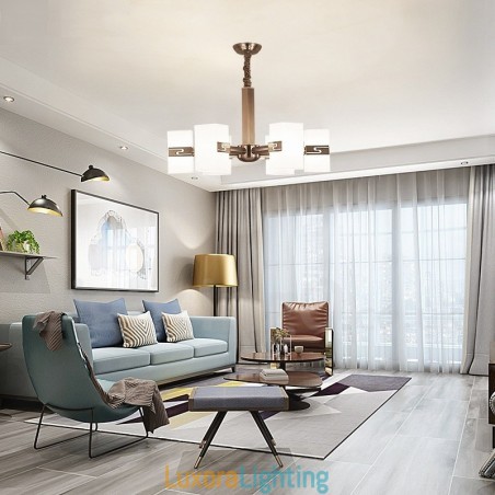 Designer Touch Decorative 6 Light Modern Contemporary Chandelier with Glass Shade