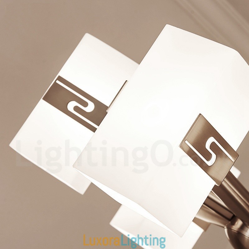 Designer Touch Decorative 6 Light Modern Contemporary Chandelier with Glass Shade