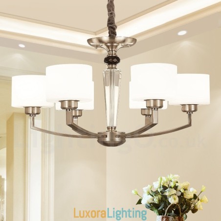 Designer Touch Decorative 6 Light Modern Contemporary Chandelier with Glass Shade