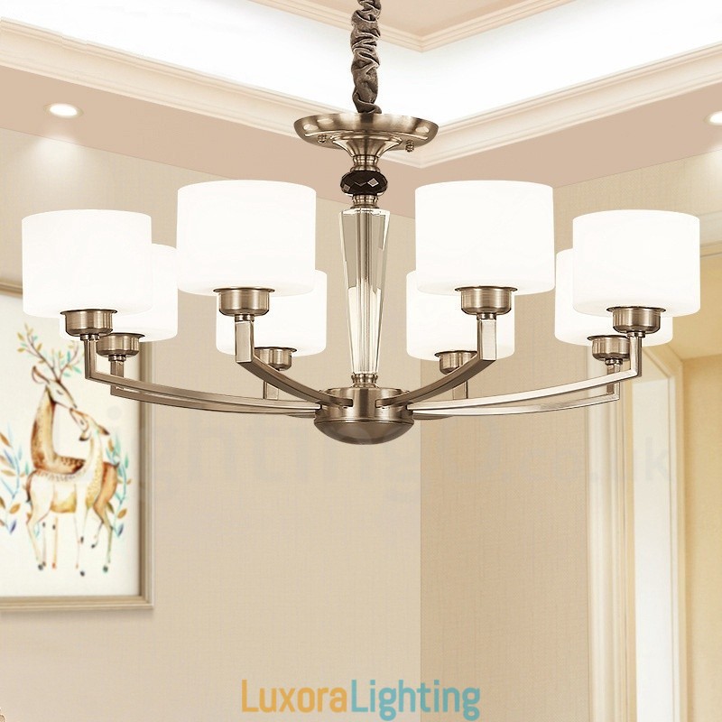 Designer Touch Decorative 6 Light Modern Contemporary Chandelier with Glass Shade