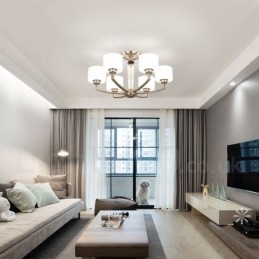 Designer Touch Decorative 6 Light Modern Contemporary Chandelier with Glass Shade