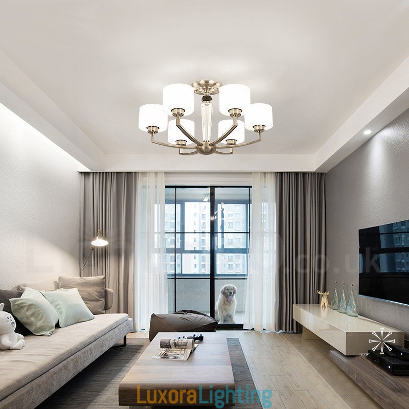 Designer Touch Decorative 6 Light Modern Contemporary Chandelier with Glass Shade