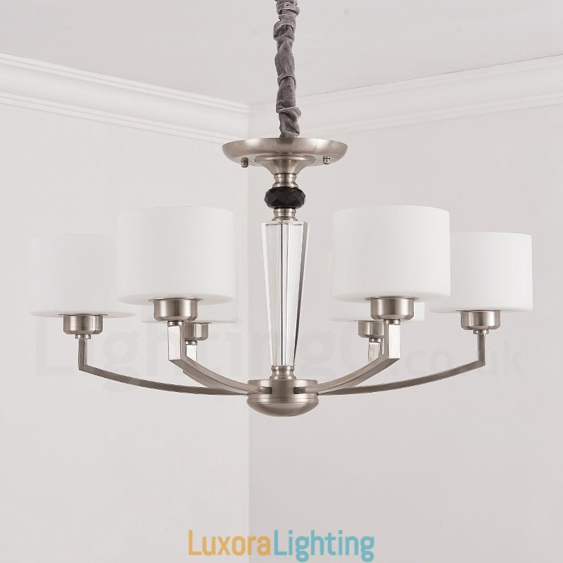 Designer Touch Decorative 6 Light Modern Contemporary Chandelier with Glass Shade