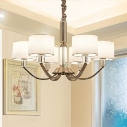 Designer Touch Decorative 6 Light Modern Contemporary Crystal Chandelier with Fabric Shade
