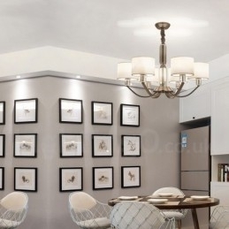 Designer Touch Decorative 6 Light Modern Contemporary Crystal Chandelier with Fabric Shade