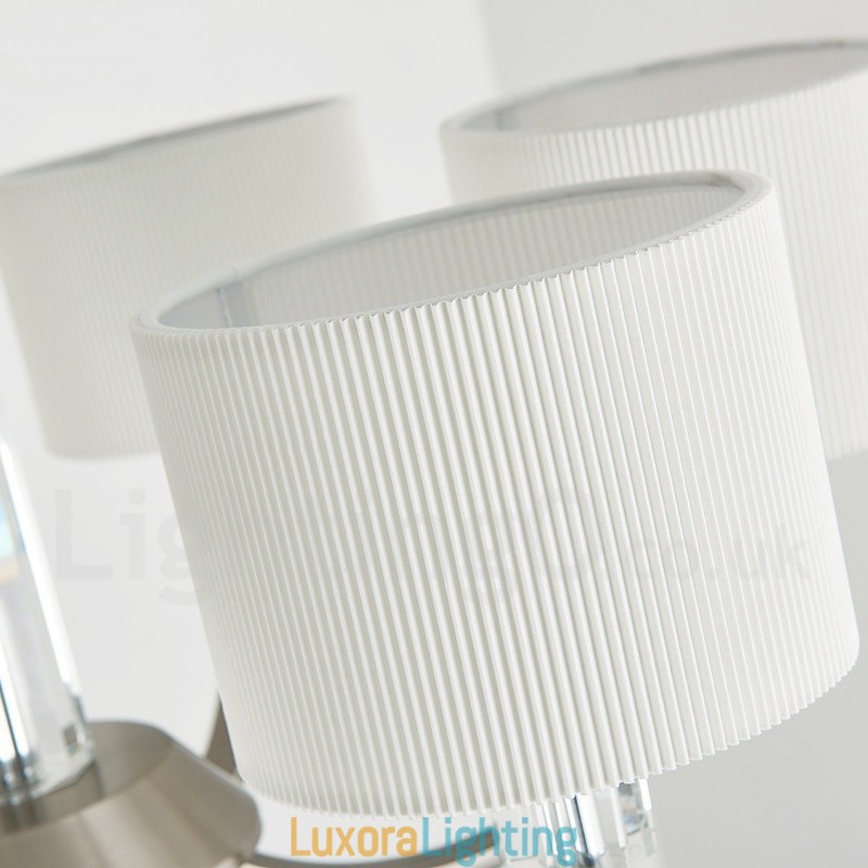 Designer Touch Decorative 6 Light Modern Contemporary Crystal Chandelier with Fabric Shade