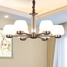 Designer Touch Decorative 6 Light Modern Contemporary Chandelier with Glass Shade