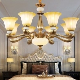 Designer Touch Decorative 8 Light Retro Traditional Luxury Zinc alloy Chandelier with Glass Shade