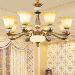 Designer Touch Decorative 8 Light Retro Traditional Luxury Zinc alloy Chandelier with Glass Shade