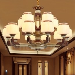Designer Touch Decorative 15 Light Retro Traditional Zinc alloy Luxury Lobby Chandelier with Glass Shade