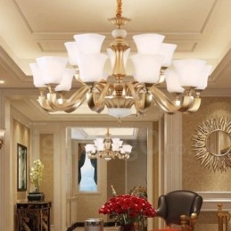 Designer Touch Decorative 15 Light Retro Traditional Rustic Chandelier with Glass Shade