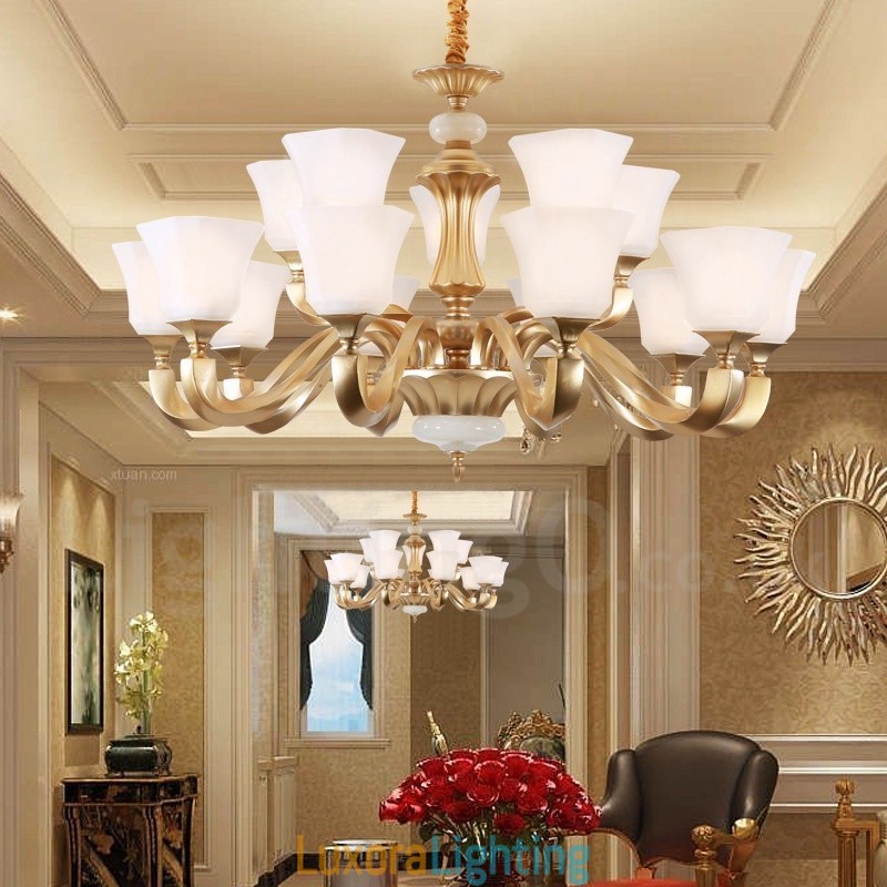 Designer Touch Decorative 15 Light Retro Traditional Rustic Chandelier with Glass Shade