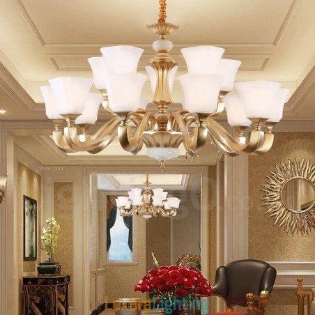 Designer Touch Decorative 15 Light Retro Traditional Rustic Chandelier with Glass Shade