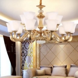 Designer Touch Decorative 15 Light Retro Traditional Rustic Chandelier with Glass Shade