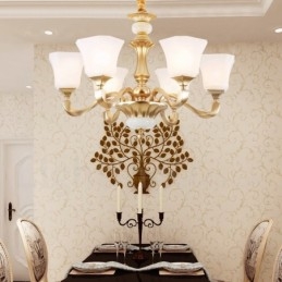 Designer Touch Decorative 6 Light Retro Traditional Rustic Chandelier with Glass Shade