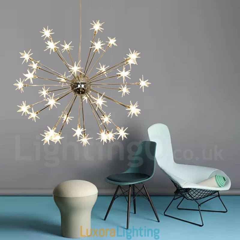 Designer Touch Decorative 32 Light Modern Contemporary Steel Pendant Light with Glass Shade
