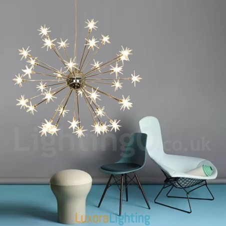 Designer Touch Decorative 32 Light Modern Contemporary Steel Pendant Light with Glass Shade