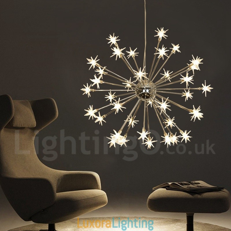 Designer Touch Decorative 32 Light Modern Contemporary Steel Pendant Light with Glass Shade