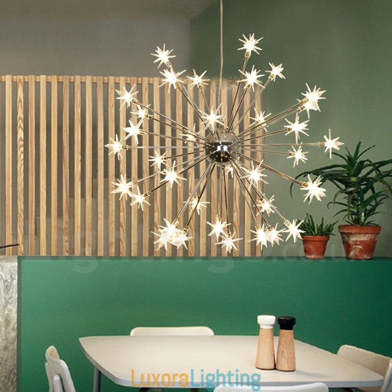 Designer Touch Decorative 32 Light Modern Contemporary Steel Pendant Light with Glass Shade