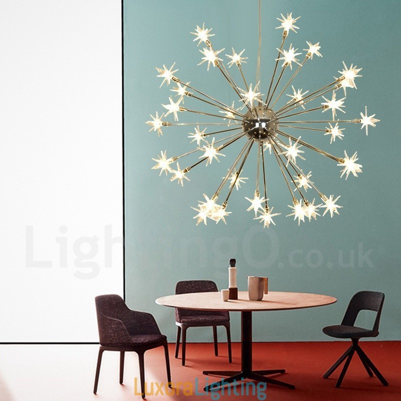 Designer Touch Decorative 32 Light Modern Contemporary Steel Pendant Light with Glass Shade