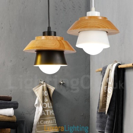 Designer Touch Decorative 1 Light Modern Contemporary Wood Pendant Light with Aluminum alloy Shade