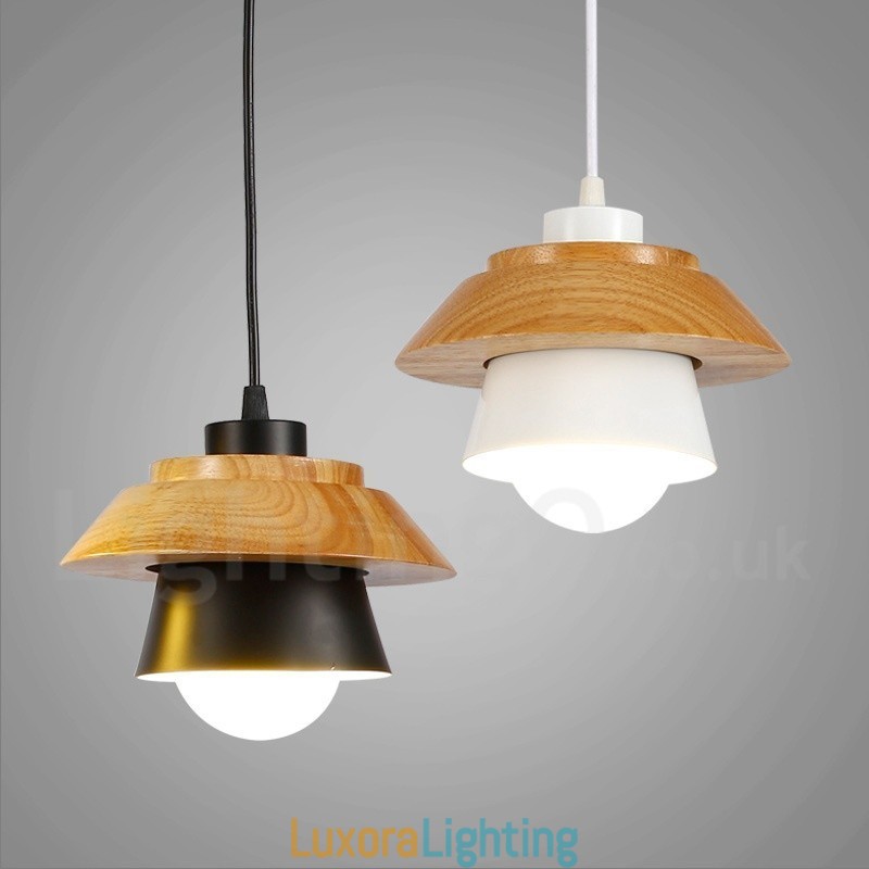 Designer Touch Decorative 1 Light Modern Contemporary Wood Pendant Light with Aluminum alloy Shade