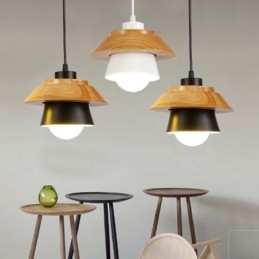Designer Touch Decorative 1 Light Modern Contemporary Wood Pendant Light with Aluminum alloy Shade