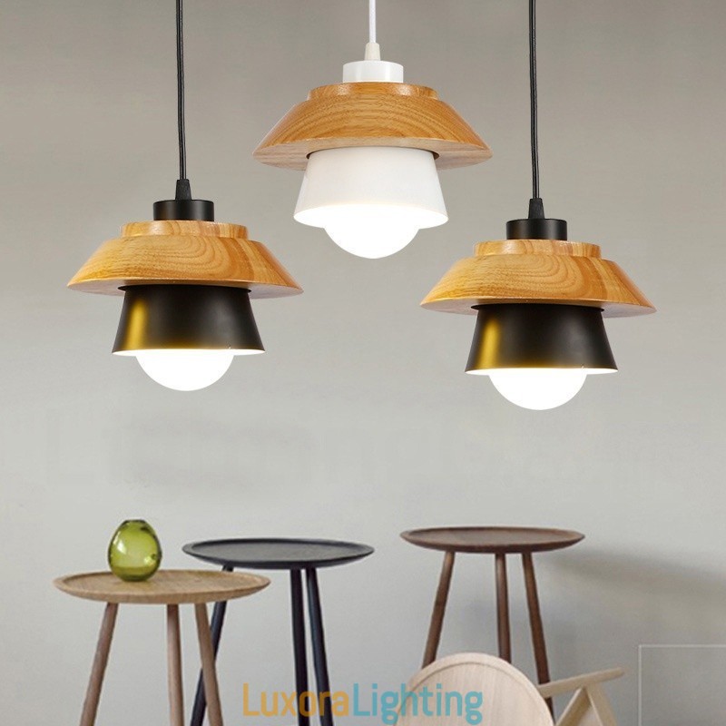 Designer Touch Decorative 1 Light Modern Contemporary Wood Pendant Light with Aluminum alloy Shade