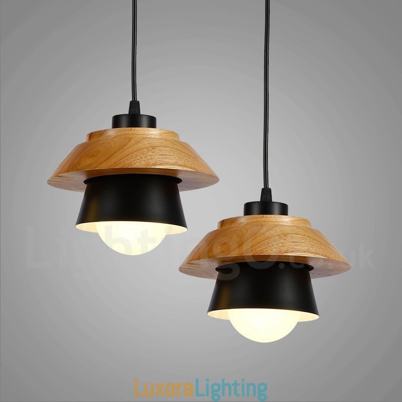 Designer Touch Decorative 1 Light Modern Contemporary Wood Pendant Light with Aluminum alloy Shade
