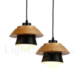 Designer Touch Decorative 1 Light Modern Contemporary Wood Pendant Light with Aluminum alloy Shade