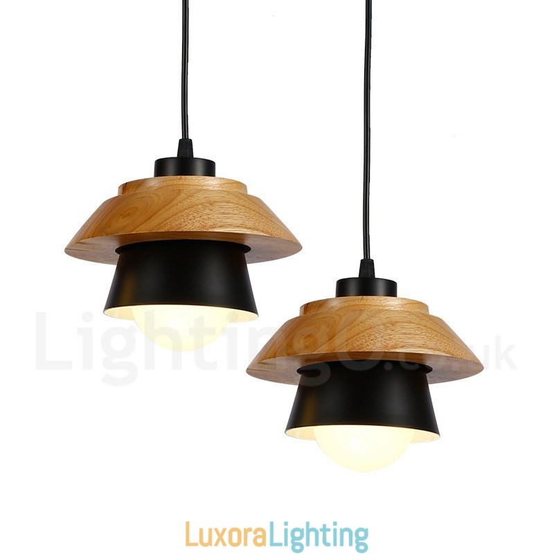 Designer Touch Decorative 1 Light Modern Contemporary Wood Pendant Light with Aluminum alloy Shade