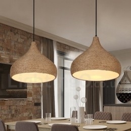 Designer Touch Decorative 1 Light Retro Rustic Hemp Rope Pendant Light with Hemp Rope Shade