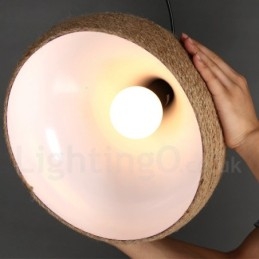 Designer Touch Decorative 1 Light Retro Rustic Hemp Rope Pendant Light with Hemp Rope Shade