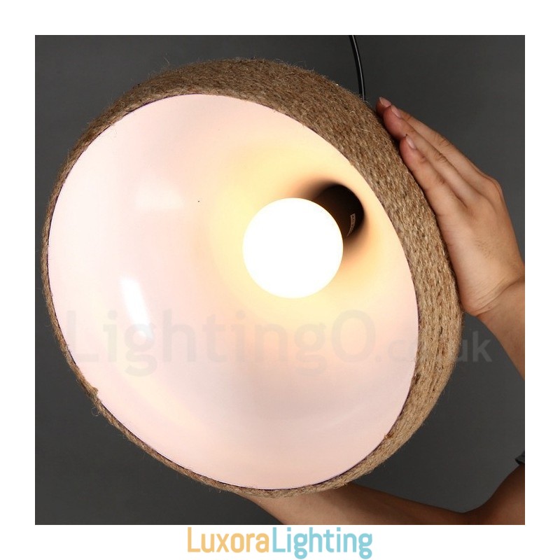 Designer Touch Decorative 1 Light Retro Rustic Hemp Rope Pendant Light with Hemp Rope Shade