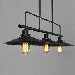 Designer Touch Decorative 3 Light Retro Rustic Steel Pendant Light with Steel Shade